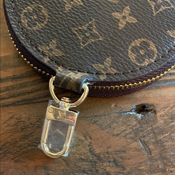 Brown and Gold Monogram Round Pouch - Picture 3 of 5